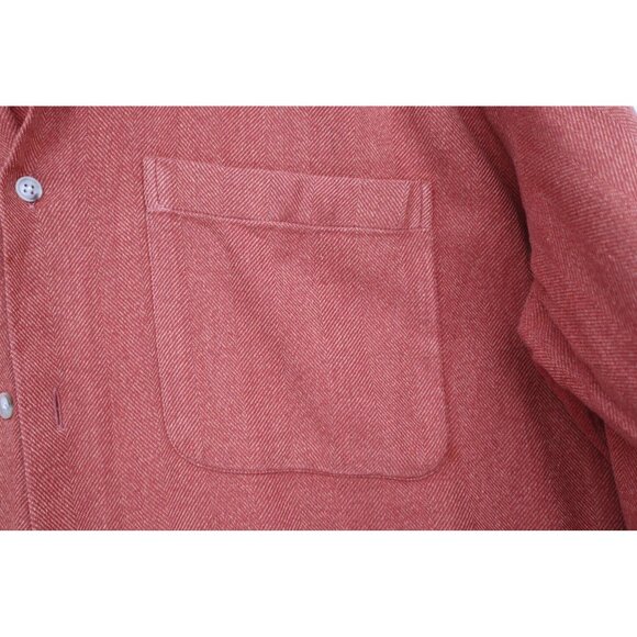 Paul Stuart Mens XXL Rust Herringbone Button-Down Polo Shirt Made In Italy - Picture 6 of 11